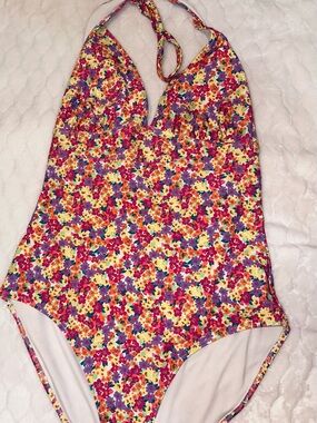 Old Navy Vibrant Floral Halter One-Piece Swimsuit - Multicolor Sz Lg